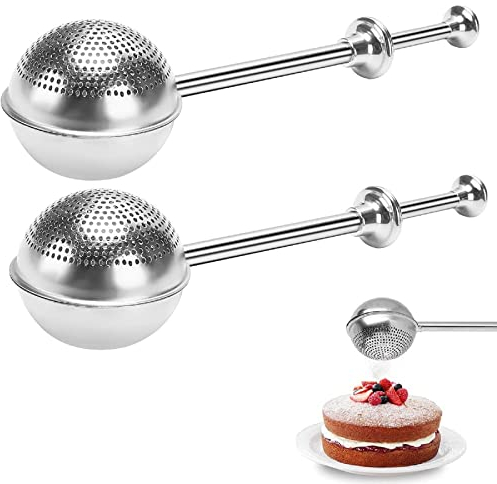 Edelstahl Mehlsieb Puderzuckerstreuer Mehl Und Puderzuckersieb, Handsieb Kakaopulver Shaker Duster Edelstahl Mehlspender Shaker Mit Federgriff, Einhandsieb Küchensieb Für Zuckermehl Und Gewürze