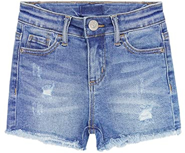 KIDSCOOL SPACE Big Girls Boys Jeans Shorts,Rasgado Deshilachado Dobladillo Crudo Diseño Simple Lindos Pantalones Mezclilla Verano,Azul,11-12 Años