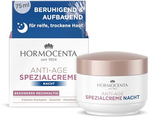 Hormocenta, crema speciale anti-età, notte 75 ml, rigenerante anti-età, con complesso vitaminico, olio di cardo e allantoina, cura particolarmente ricca (1 x 75 ml)