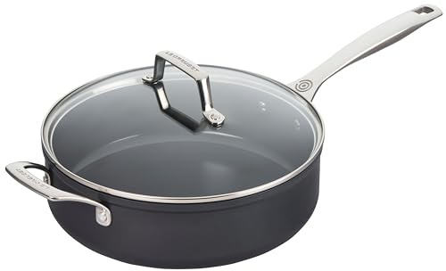 Le Creuset Essential Non-stick Ceramic Sauté Pan with Glass Lid, 4 ¼ qt.