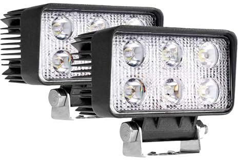 JASLITE 2PACK 18W Super Bright Led Work Lights 12v/24v Foglights Waterproof Off Road Headlights for Heavy-duty Equipment,Tractor,Truck,SUV,ATV, Flood Beam, DR-18WLedSF-P