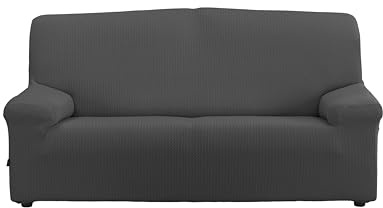 Estoralis Sumatra | Funda de Sofá Bielástica | Tejido Súper Elástico C/ 11 Gris Oscuro | para Sofá 2 Plazas de 120 a 170 cm. | Protector de Calidad | Súper Ajustable