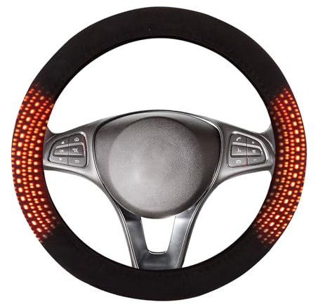 Big Ant Beheizbare Auto Lenkradabdeckung,Lenkradhülle 12V, Lenkrad Abdeckung,Universal,Winter,Für Meisten Auto, SUV, LKW,15 Zoll,37-38cm -Schwarz