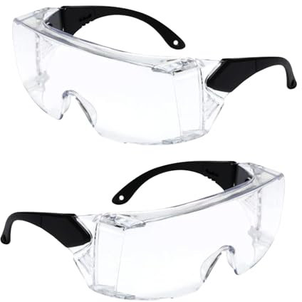 Dyaucwpo 2 Pièces Lunettes de Protection Travail, Lunettes de Sécurité avec Anti-Buée, Protection Latérale Intégrée, Verres Transparents Surlunettes de Protection pour Bricolage Laboratoire