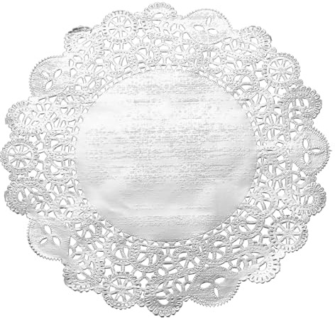 uxcell 50 Pcs Round Paper Doilies, 8.5 Inch Disposable Lace Doilies for Food Tableware Parties Weddings Birthday, Silver