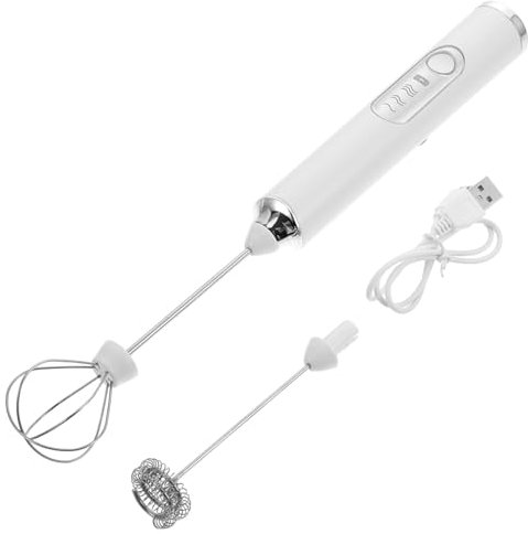 Cabilock Mousseur à Lait Électrique Portatif Fouet à Café Double Tige Agitateur en Acier Inoxydable Pratique pour Latte et Cappuccino Accessoire Cuisine pour Amateurs de Café