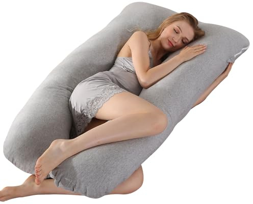 SHANNA Schwangerschaftskissen U Form Seitenschläferkissen Stillkissen Fütternkissen mit Gestrickte Baumwolle Bezug, Groß Lagerungskissen, Komfortkissen Erwachsene, Körperkissen fur Schlafen und Mutter
