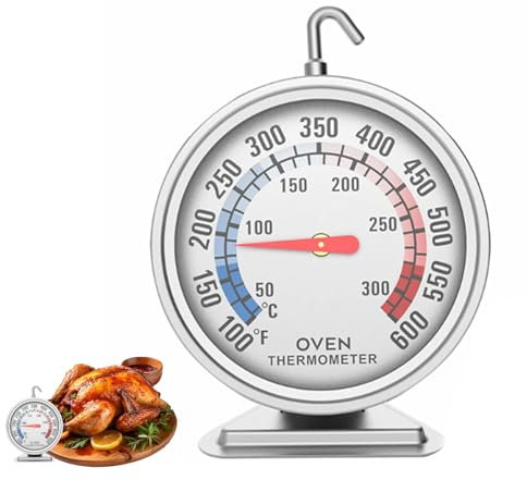 Thermomètre de four, double échelle, analogique, pour four, en acier inoxydable, convient pour le four, le barbecue, la cuisine, la viande, les pâtisseries