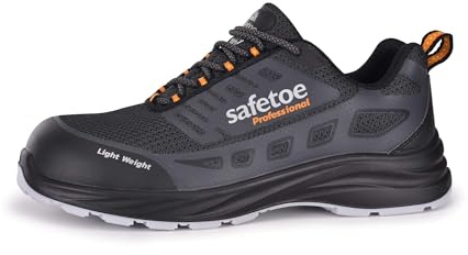 SAFETOE L-7571 Men's Breathable Safety Shoes Sneakers w/Composite Toe, Puncture Resistant, Anti-Microbial (EN ISO 20345 S1)