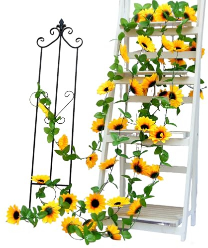 4 Pezzi Ghirlanda di Girasoli Artificiali, Fiori Artificiale appesi Vite Fiori, 2,4m Pianta Appesa Decorazioni Girasole, Fiori Artificiali, per Casa, Matrimonio, Festa, Giardino, Artigianato