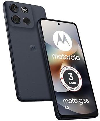Motorola moto g56 5G con 3 anni di garanzia (8/256GB, Fotocamera 50MP + flicker cam, Display 6.72 FHD+ 120Hz, batteria 5100mAh, MediaTek Dimensity 7060, Android 15), PANTONE Black Oyster