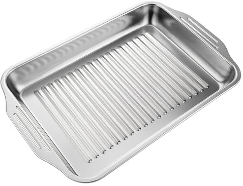 Space Home - Bandeja Horno Ondulada 40 cm - Rustidera de Horno de Acero Inoxidable - Bandeja para Asar - Fuentes de Horno Universal - Fuente para Asar - 40x30 cm