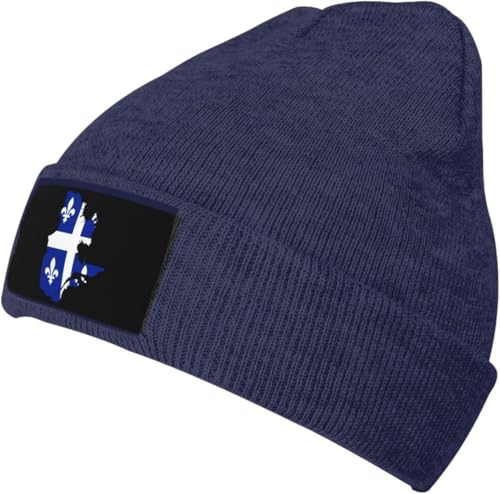 Mapa De La Bandera De Quebec Unisex Gorro De Punto Cálido Gorros con Vuelta Deportivo Gorro Invierno para Clima Frío Pasear Al Perro Correr