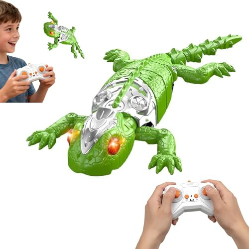 IERAKOR Gecko Radiocommandé Grimpeur, Lezard Télécommandé Robot Jouet avec Yeux LED Lumineux - Qui Grimpe Au Mur et Plafonds, Mouvements Réalistes, Jouet Cadeau Interactif pour Enfants 3+ Ans (Vert)