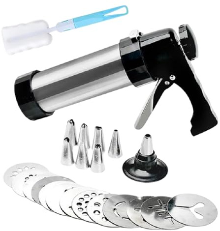 Prensa de pastelería | Utensilio de cocina de acero inoxidable con 13 rebanadas y 8 boquillas pasteleras | Prensa de manual - Para decorar pasteles, pasteles, pan, panqueques para Navidad,