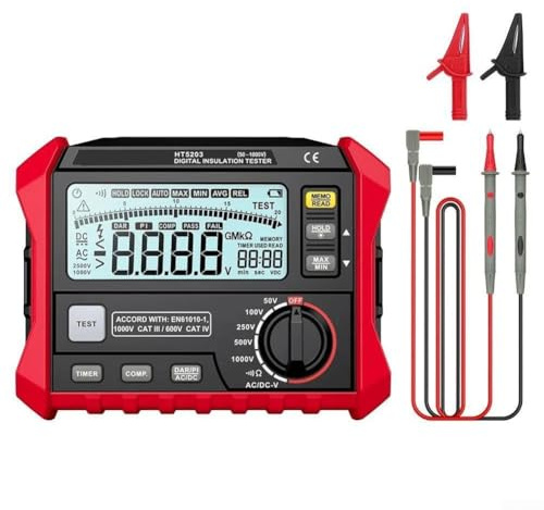 Tester ad alta tensione di resistenza di isolamento HT5203 compatibile con cavi di prova standard e morsetti per misurazioni affidabili