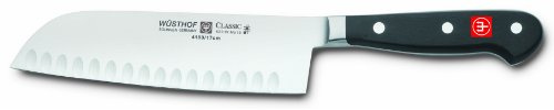 WUSTHOF 4.00229E+12 4188-7 Classic Hollow Edge Santoku Knife 7, Stainless_Steel, Black