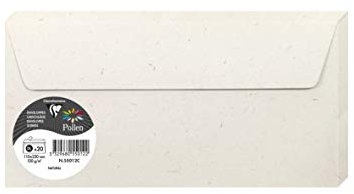Clairefontaine 55012C - Packung mit 20 Umschlägen Pollen, Format DL, 11x22cm, 100% Recycling Papier, 120g, ideal für Ihre Einladungen und Korrepondenz, Natura Weiß, 1 Pack