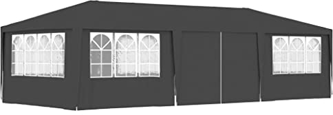 vidaXL Profi Partyzelt mit Seitenwänden UV-beständig Wasserbeständig Pavillon Festzelt Gartenpavillon Gartenzelt Garten Bierzelt 4x9m Anthrazit 90g/m²