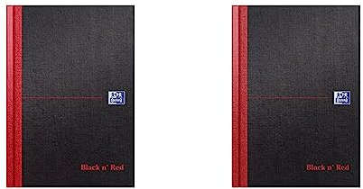 Oxford Black n' Red Single Cash Ruled Casebound A5 Notebook, 192 Pages,Black/Red (Pack of 2)