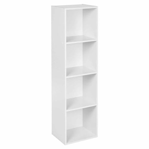 URBNLIVING Tier Wooden Bookcase Shelving Display Storage Shelf Unit Wood Shelves (White, 4 Shelf)