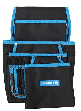 Högert Technik - Gürteltasche für Elektrowerkzeuge | Werkzeuggürteltasche Werkzeugtasche Gürtel Elektriker Halter Taillentaschen | 7 funktionelle Taschen | 1 Hammerhalter aus Metall | 600D-Polyeste