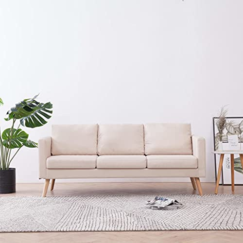 Gecheer Divano, Sofa 3-sits Tyg, Gräddfärgad, 168x70x73 cm
