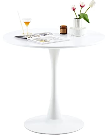 anrekl Dining Table Moderner Runder Esstisch, Esszimmer Und Wohnzimmer Balkon Cafe Küchentisch Verdickte, 70x70x73cm, Weiß