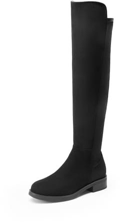 DREAM PAIRS Bottes au-Dessus du Genou pour Femmes Cuissardes Elégante et Confortable Bottines Simple et Pratique,Size 41,Suède-Noir,SDOB2409W