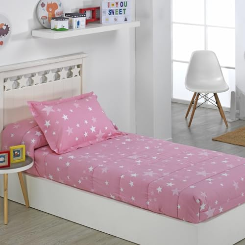 Sibiles Edredón Ajustable Cama Infantil Stars Color Rosa Talla Cama 105
