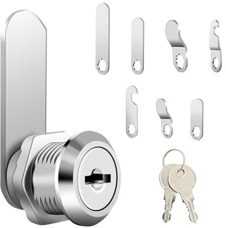 AiQInu Serrure Métallique 20 mm, avec 7 Plaques de Serrure Différentes et 2 Clés, pour Boîte aux Lettres, Armoire, Casier, Boîte à Outils, Classeur