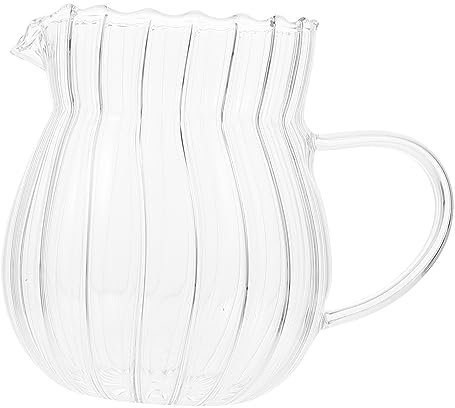 ULTECHNOVO Petit Pichet Verre Pour Lait Et Sauce Conteneur De Stockage Laitier Avec Bec Verseur Anti-fuite Tasse à Café Verre Lisse Adapté Maison Café Et Restaurant