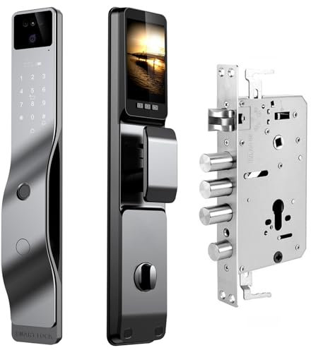 3D Face Smart Lock, Door Lock with Camera Keyless Entry Biometric, 9 Ways To Unlock The Door, Smart Door Lock with Security Camera Monitor for Front Door Ring Doorbell(lock 30×240mm)