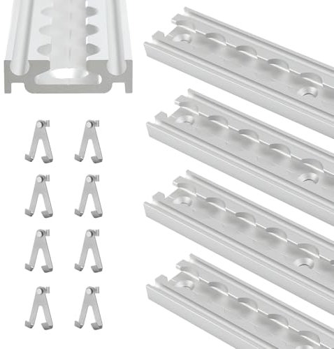 Eikuavons Guide aeree 4 x 1 m, semicircolari con 8 ganci doppi in argento anodizzato, per rimorchi, auto, camion, camper Airline