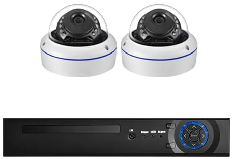Sistema de cámara de seguridad con detección facial de 8 MP y 4K, kit NVR POE, videovigilancia doméstica, domo a prueba de vandalismo for exteriores, vigilancia con IA(None,4CH NVR 2 Cameras)