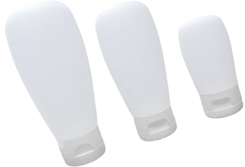 PAMINGONO 3 pièces Set de Flacons de Voyage Silicone Rechargeables Bouteilles Souples avec Capuchon à Rabat pour Stockage Lotion et Cosmétiques Rangement Portable et Réutilisable