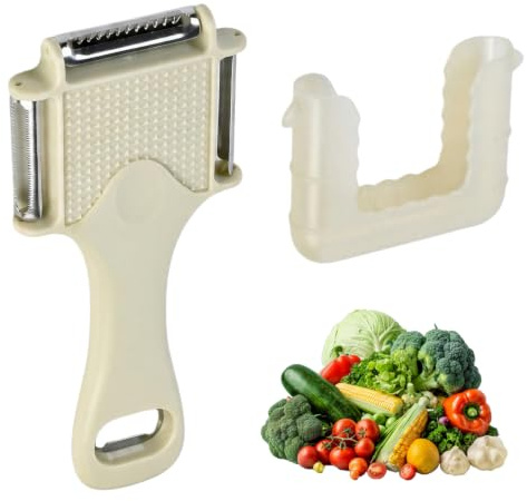 Pelapatate 5 in 1, Pelapatate Multifunzionale con Testina Rotante, Pelaverdure a Forma di T, Pelapatate Multifunzionale con Affilacoltelli e Tagliaverdure a Julienne per Frutta Verdura