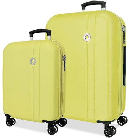 Roll Road Menorca Juego de Maletas Amarillo 46x65x24 cm Rígida ABS Cierre de combinación Integrado 91L 6,05kg 4 Ruedas Dobles Extensible Equipaje de Mano