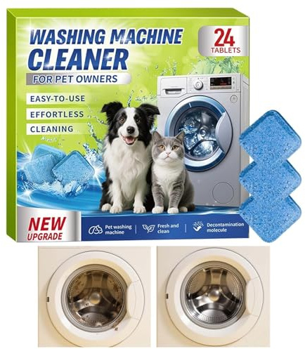 Dissolvente per peli di animali domestici per lavatrice, 24 pezzi, deodorizzazione e pulizia profonda, pastiglie per dissolvente per peli di animali domestici, per valvole a tamburo, tubi, sigillano