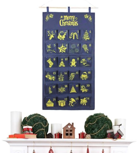 Adventskalender med fickor Återanvändbar Fyllbar För Festligt Godis Snacks | Vägghängbar julnedräkningskalender Småsaker Och Smycken För Förskola Och Barnens
