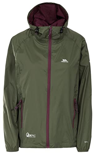 Trespass Qikpac Female Jacket, Moss, XL, Kompakt Zusammenrollbare Wasserdichte Jacke für Damen, X-Large, Grün