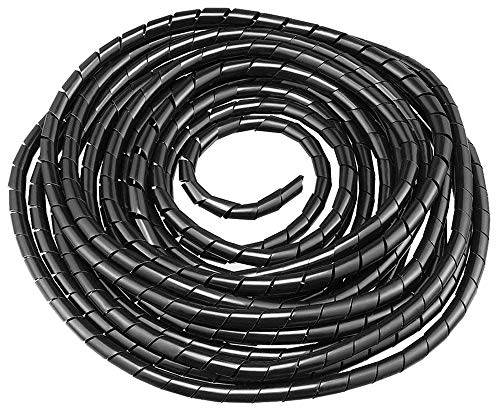 GTIWUNG Kabelschlauch Kabelspirale Spiralband Kabelschutz, Flexibler Spiralschlauch Kabelorganisation, Schwarz, 8mm Durchmesser und 12m Länge