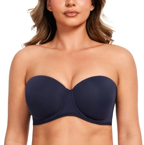 MELENECA Women's Underwire Strapless Bras for Bigger Bust Back Smoothing Plus Size