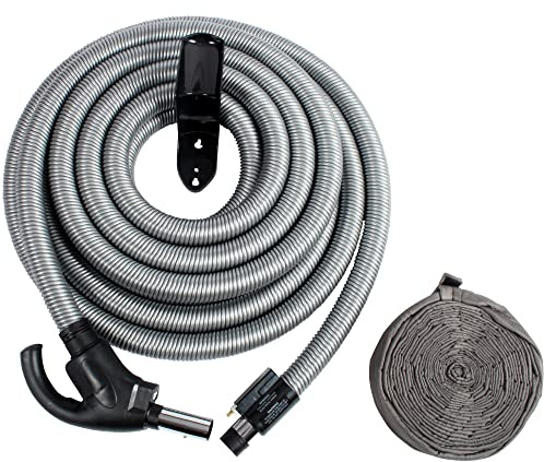 Cen-Tec Systems 35 Ft. Centrale Vuoto Direct Connect Maniglia Elettrica a Filo Trapuntato Calzino e Appendiabiti, Argento, DC