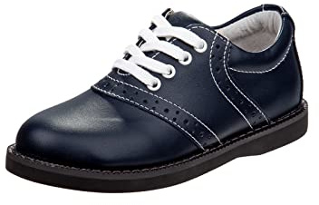 Womens Cheer Oxford Saddle Uniform School Leather Shoes (Navy, 6 Medium Adult)