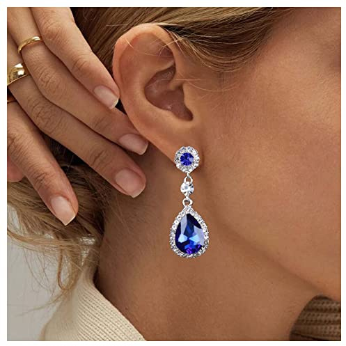 Cimenexe Vintage Sapphire Crystal Teardrop Dangle Earrings - Blue, 1.0 count