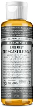 Dr. Bronners 18-IN-1 Naturseife | Earl Grey | Organic Flüssigseife | Vegan | Bio | Duschgel, Handseife, Shampoo und vieles mehr | Mit Bio Kokos-, Oliven- und Jojobaöl | 120 ml