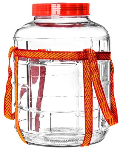 KADAX Ballon de fermentation en verre avec couvercle en plastique, ballon de fermentation, 10 l, ballon de fermentation, verre universel, bocal à concombre, bocal de rangement, récipient de