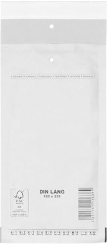 verpacking Luftpolstertaschen Versandtaschen Luftpolsterumschlag DIN Lang, Innenmaß 100 x 220 mm (Außenmaß 125 x 235 mm) Weiß Polsterumschläge selbstklebend (100 Stück)