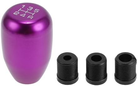 INFINAUTO 6cm 5 Speed Car Shift Knob with 3 Adapter Aluminum Alloy Purple | Universal, for Automatic and Manual Vehicle, Gear Shifter Knob, with 3 Adapter, Aluminum Alloy Purple